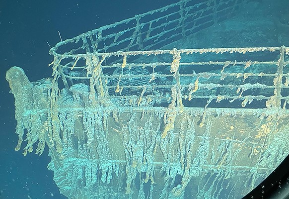 HANDOUT - 21.06.2023, ---: Dieses undatierte von OceanGate Expeditions zur Verf�gung gestellte Foto zeigt den Bug der �Titanic�. Im Nordatlantik suchen Rettungskr�fte fieberhaft nach dem Tauchboot �Ti ...
