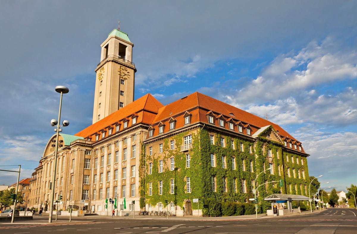 Building of Berlin-Spandau Town Hall (Rathaus Spandau), Germany. It is the town hall of the borough of Spandau in the western suburbs of Berlin