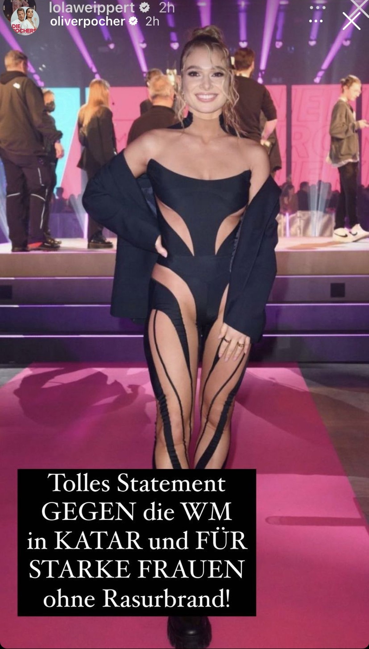 Oliver Pocher setzte einen zynischen Kommentar zu Lolas Outfit ab.