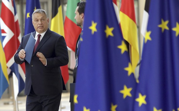 Hungarian Prime Minister Viktor Orban arrives for an EU summit at the Europa building in Brussels, Thursday, June 28, 2018. European Union leaders meet for a two-day summit to address the political cr ...