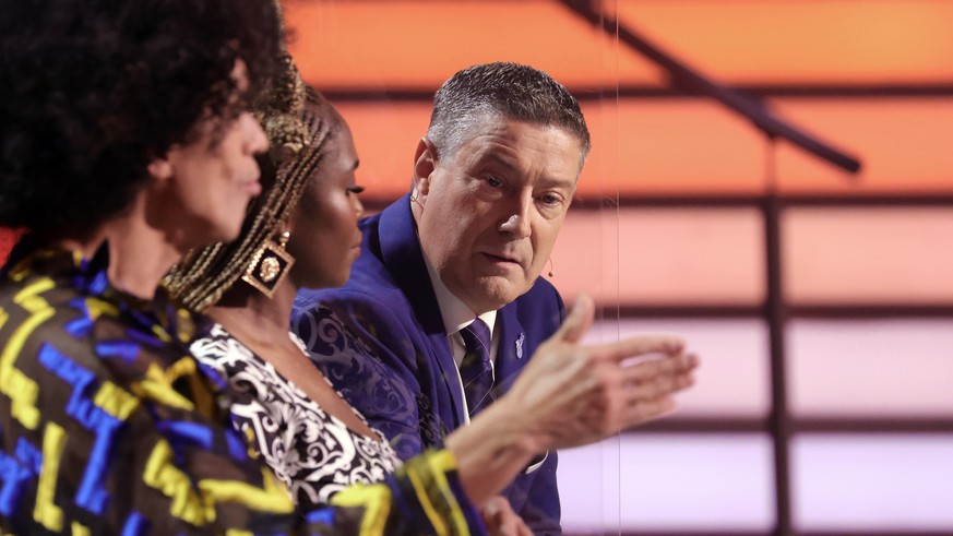 COLOGNE, GERMANY - MAY 14: Jurors Jorge Gonzalez, Motsi Mabuse and Joachim Llambi react during the 10th show of the 14th season of the television competition &quot;Let&#039;s Dance&quot; on May 14, 20 ...