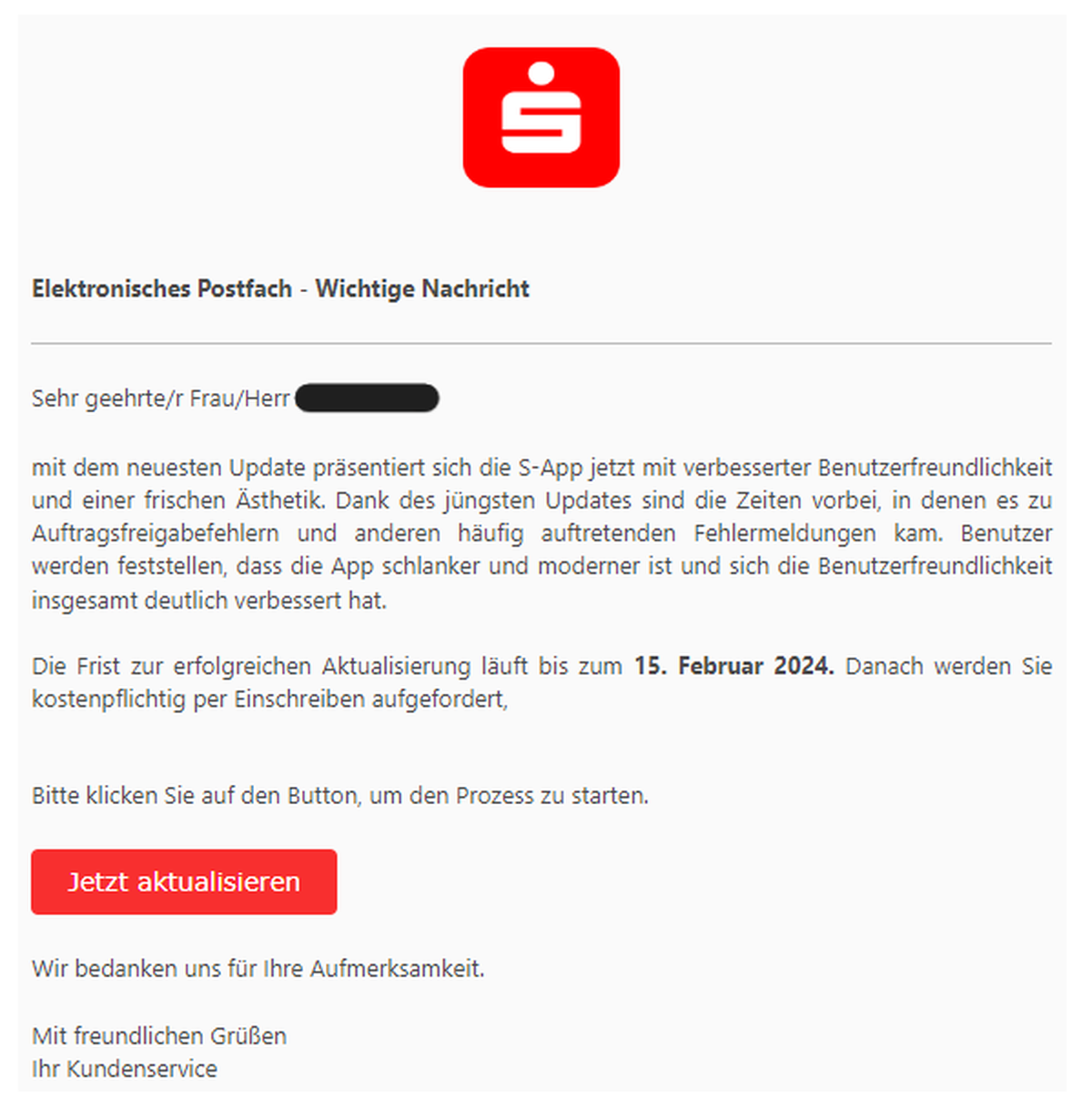 Mit einer täuschend echten Mail versuchen Betrüger:innen aktuell, sensible Daten von Sparkassen-Kunden abzugreifen.