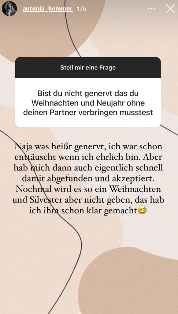 Antonia Hemmer richtet deutliche Worte an ihren Freund.