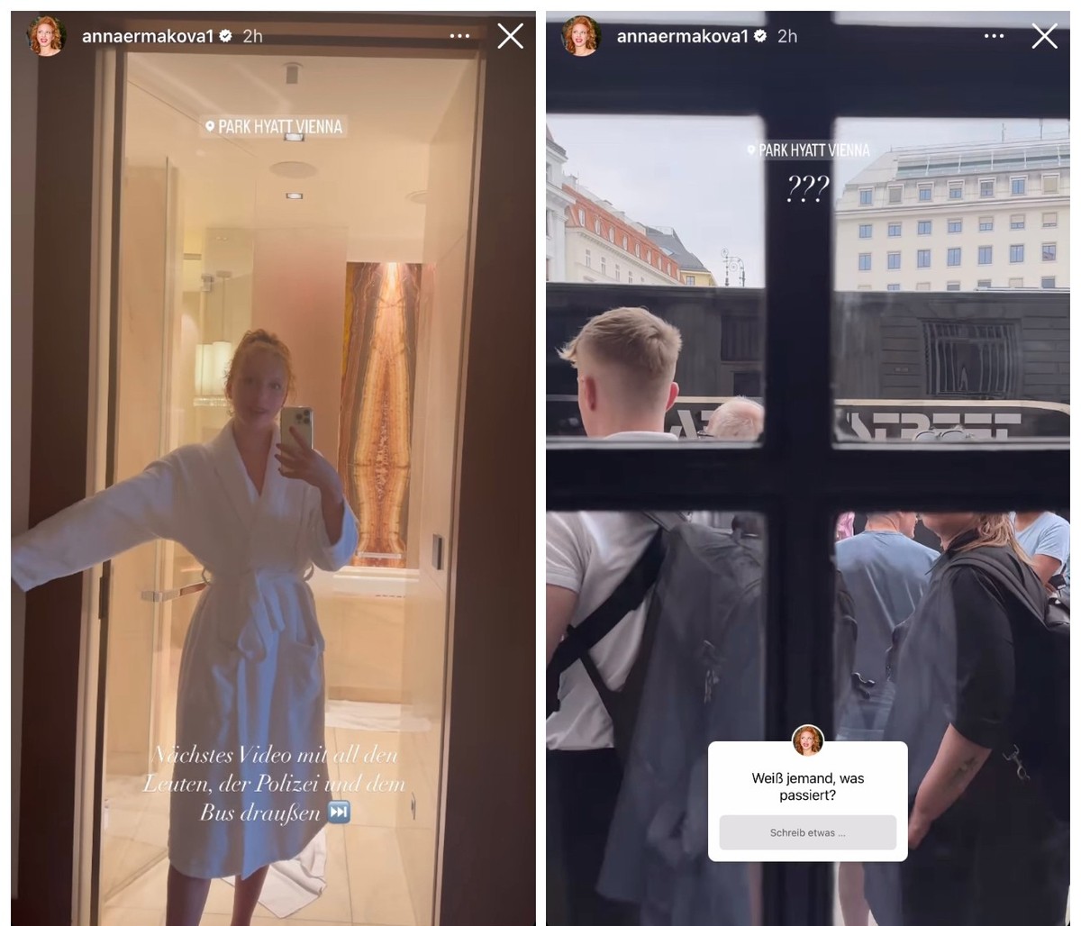 Anna Ermakova zeigte, was sich vor dem Hotel abspielte.