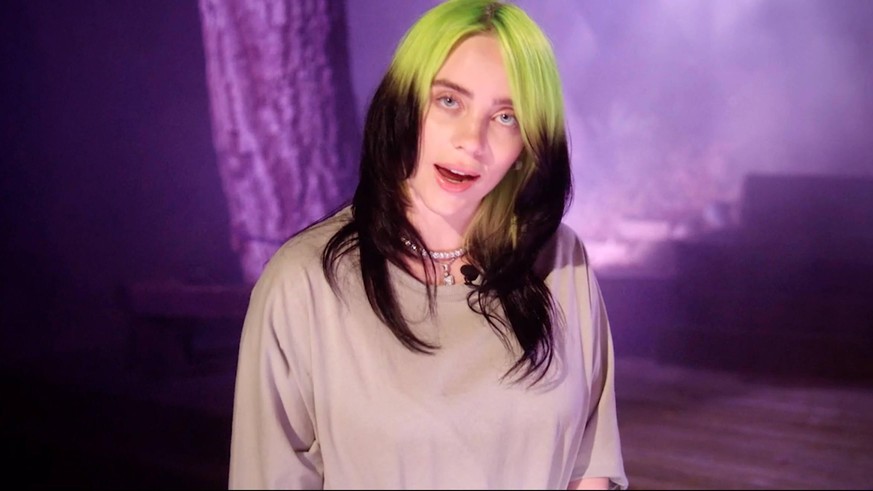In this image from the Democratic National Convention video feed, American singer-songwriter Billie Eilish performs on the first night of the convention on Monday, August 17, 2020. PUBLICATIONxNOTxINx ...