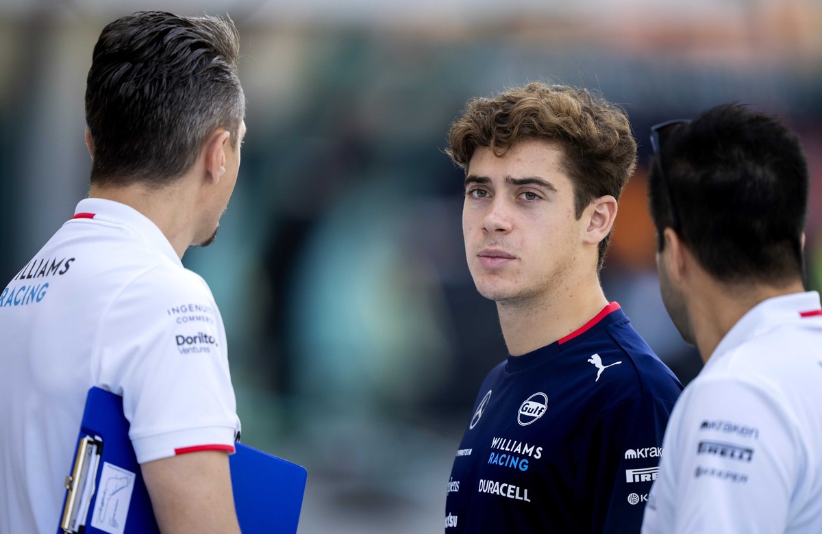 29.08.2024, Italien, Monza: Motorsport: Formel 1, Vor dem Großen Preis von Italien: Franco Colapinto aus Argentinien vom Team Williams kommt auf der Rennstrecke Monza im Vorfeld des Großen Preises von ...