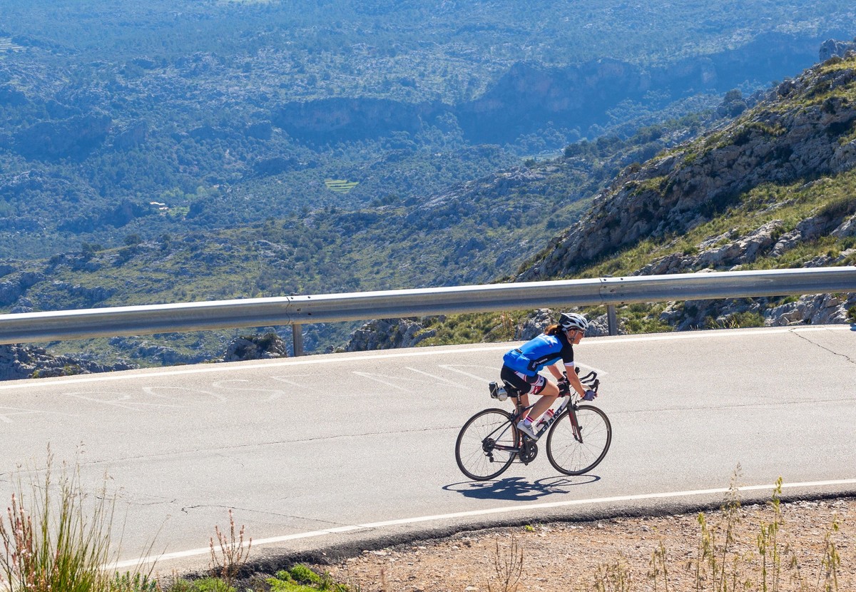 Mallorca, Spain, May 05, 2016: cyclist on the track in the sa calobra mountain pass xkwx travel, sport, outdoor, biking, nature, cyclist, man, bike, speed, adventure, active, biker, sky, extreme, moun ...