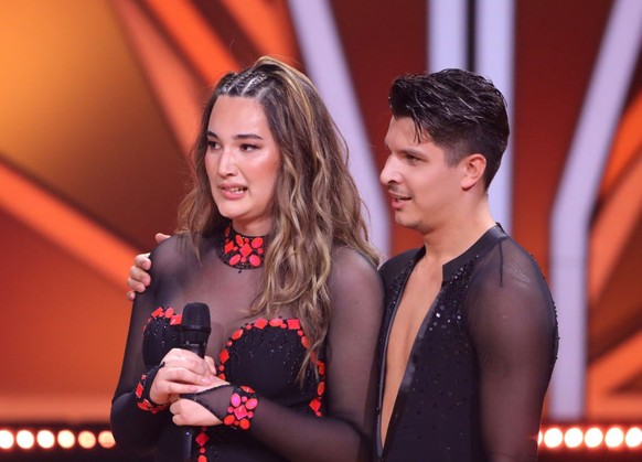 COLOGNE, GERMANY - FEBRUARY 24: Alexandru Ionel and Alex Mariah Peter on stage during the first &quot;Let&#039;s Dance&quot; show at MMC Studios on February 24, 2023 in Cologne, Germany. (Photo by Jos ...