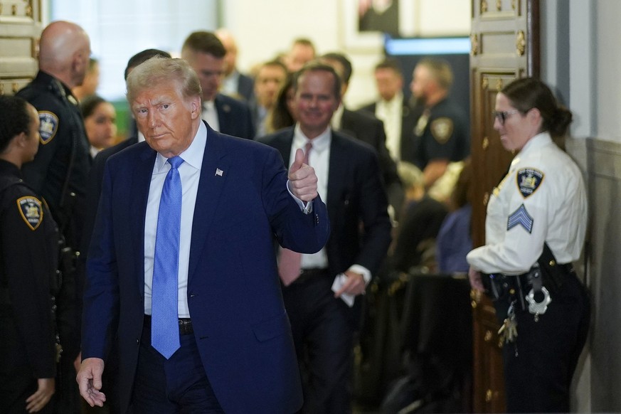 Former President Donald Trump walks out of the courtroom during a break in proceedings at New York Supreme Court, Monday, Nov. 6, 2023, in New York. (AP Photo/Eduardo Munoz Alvarez)