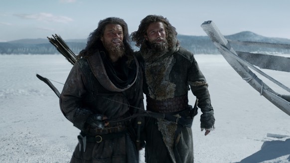 Vikings: Valhalla. (L to R) Sam Corlett as Leif Eriksson, Leo Suter as Harald Sigurdsson in episode 202 of Vikings: Valhalla. Cr. Courtesy of Netflix © 2022