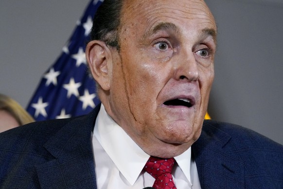 Former Mayor of New York Rudy Giuliani, a lawyer for President Donald Trump, speaks during a news conference at the Republican National Committee headquarters in Washington on Nov. 19, 2020. (AP Photo ...