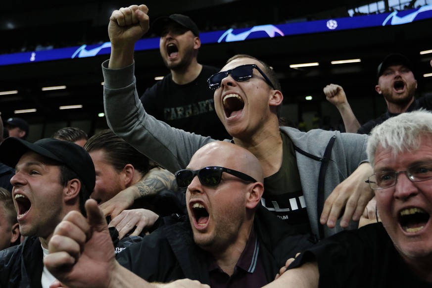 GOAL - Donny van de Beek of Ajax scores and fans celebrate during the UEFA Champions League Semi Final match between Tottenham Hotspur and Ajax at Tottenham Hotspur Stadium, London, England on 30 Apri ...