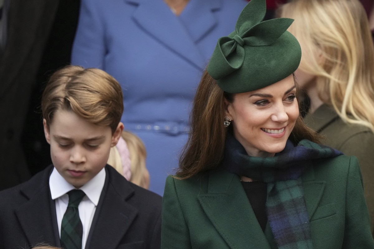 Kate, Princess of Wales with her eldest son Prince George leave after attending the Christmas day service at St Mary Magdalene Church in Sandringham in Norfolk, England, Wednesday, Dec. 25, 2024. (AP ...