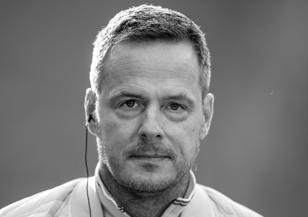 ARCHIV - 08.04.2023, Berlin: Fußball: Bundesliga, Hertha BSC - RB Leipzig, 27. Spieltag, Olympiastadion. Kay Bernstein, Präsident von Hertha BSC, spricht im Interview vor Spielbeginn. Präsident Kay Be ...