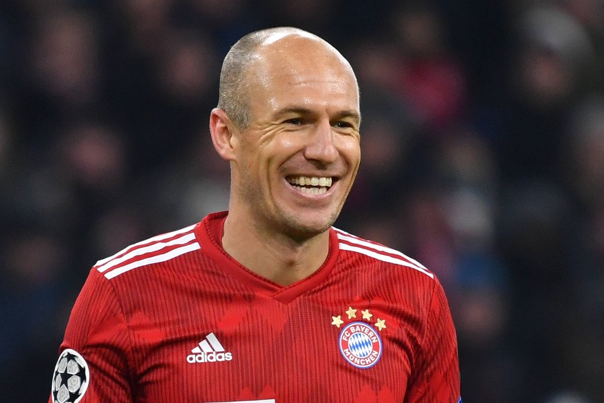 Arjen Robben findet einen Bayern-Spieler ziemlich amüsant.