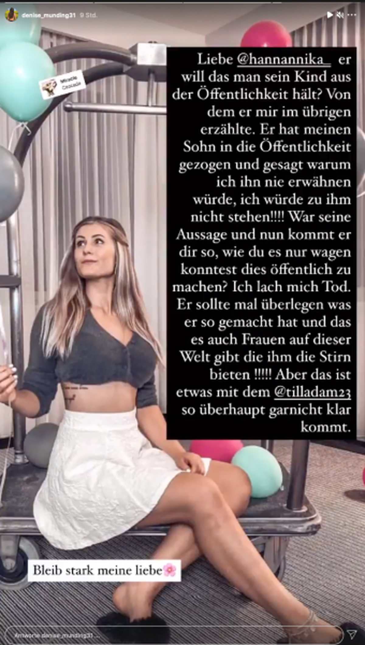 Denise steht auf der Seite von Till Adams Ex-Freundin Hanna Annika.
