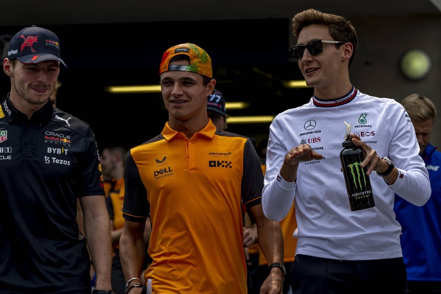Mexico City - 30-10-2022, Mexico, Max Verstappen, Lando Norris and George Russell at the Formula 1 Mexico Grand Prix, Formula 1 Mexico Grand Prix Sunday PUBLICATIONxNOTxINxNED x19079565x Copyright: