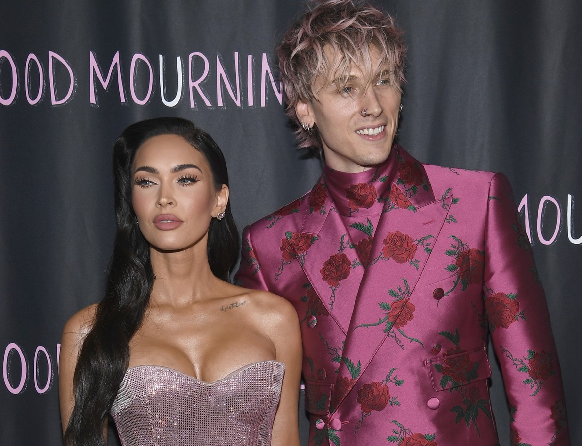 WEST HOLLYWOOD, CALIFORNIA - MAY 12: (L-R) Megan Fox and Machine Gun Kelly attend the World Premiere of "Good Mourning" at The London West Hollywood at Beverly Hills on May 12, 2022 in West ...