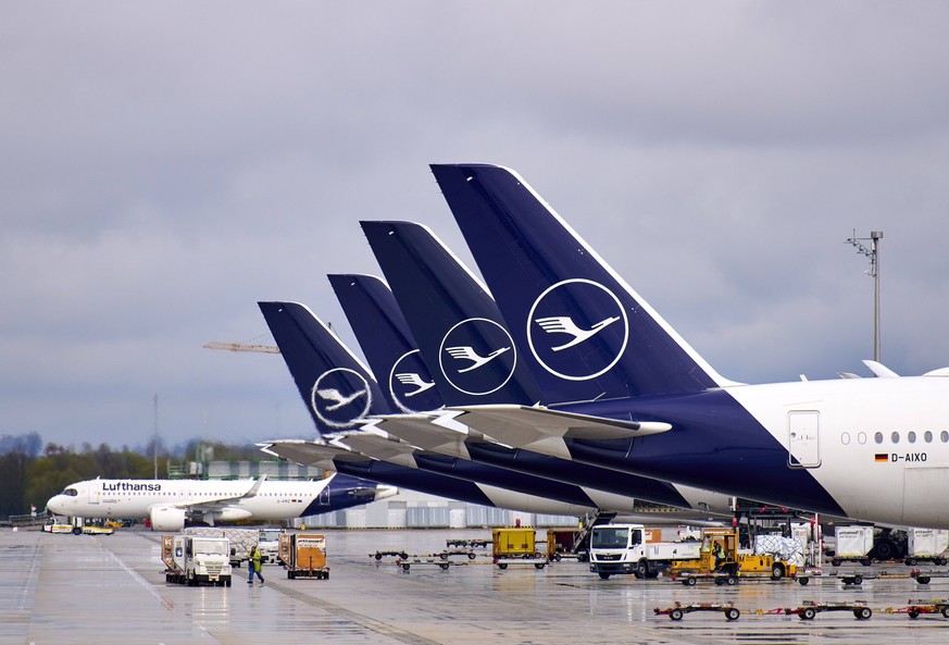 Press event Lufthansa is flying to Munich again for the first time after a three-year break with an Airbus A380, the largest passenger aircraft in the world at Franz-Joseph-Strauss Airport on Apr 12,  ...