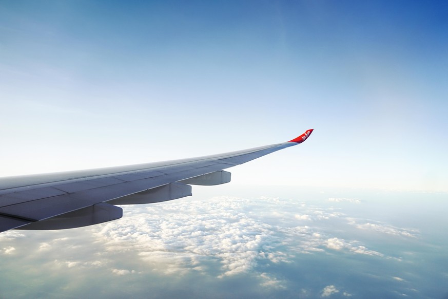 View outside airplane window. Air asia boeing.