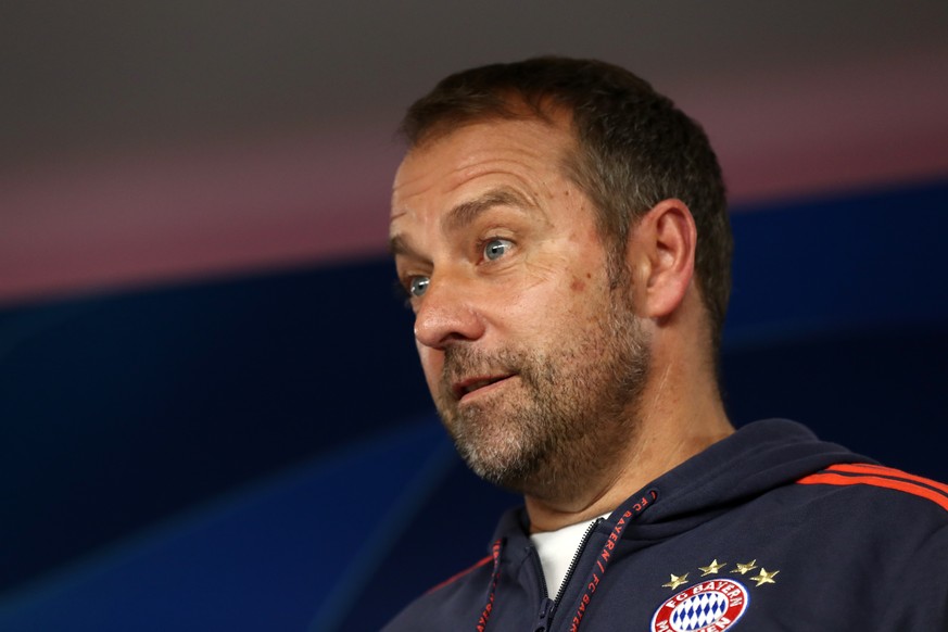 MUNICH, GERMANY - NOVEMBER 05: Newly appointed head coach of Bayern Muenchen Hans-Dieter Flick speaks to the media during a press conference, PK, Pressekonferenz at Saebener Strasse training ground on ...