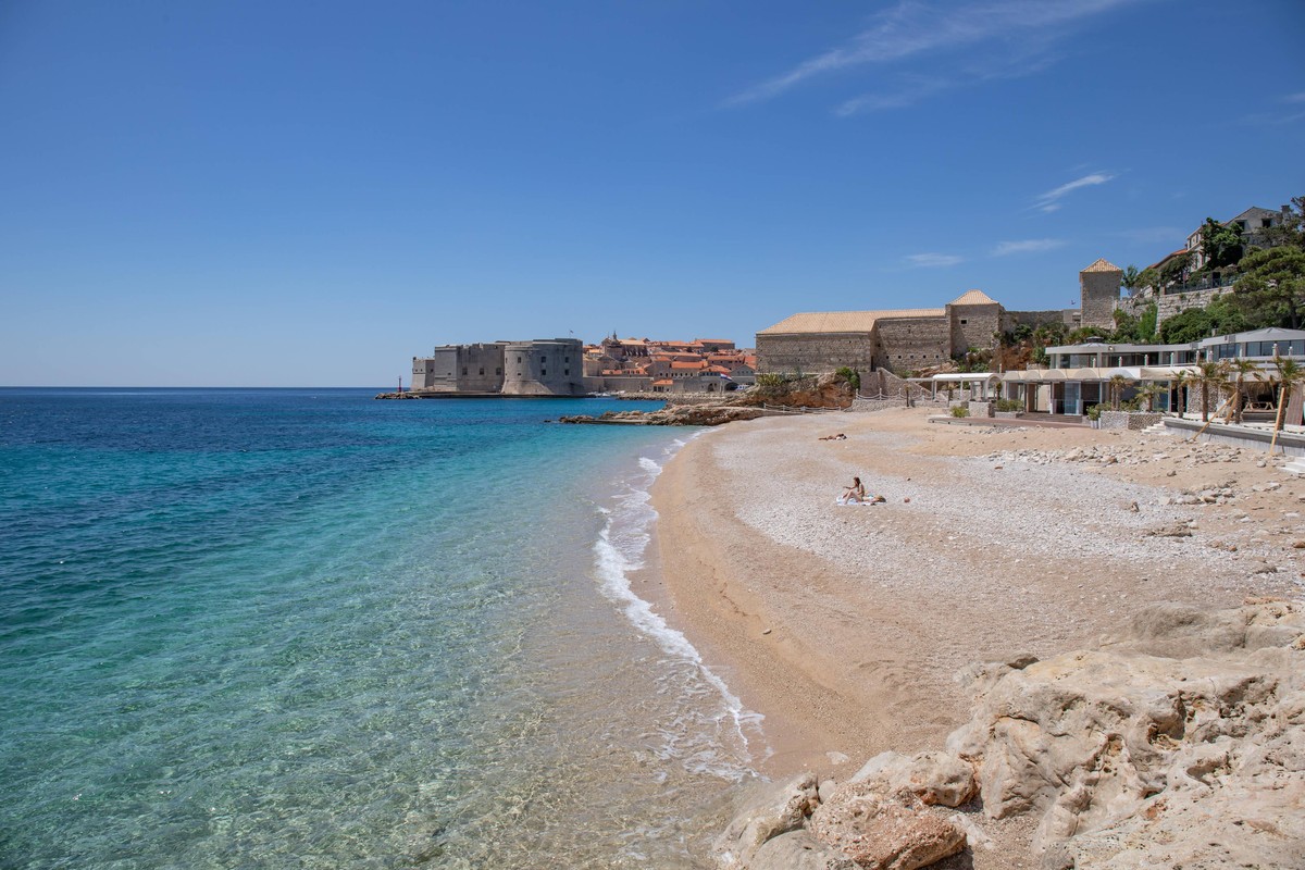 Empty beaches in Dubrovnik Croatia 21.05.2020., Dubrovnik, Croatia - Photo taken on May 21, 2020, shows a empty beach due to the Covid-19 pandemic in Dubrovnik, Croatia. GrgoxJelavic/PIXSELL