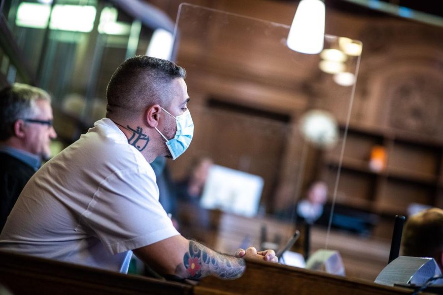 BERLIN, GERMANY - AUGUST 17: Rapper Bushido attends court during the Arafat Abou-Chaker trial on August 17, 2020 in Berlin, Germany. Abou-Chaker, as well his three brothers Yasser, Nasser and Rommel,  ...