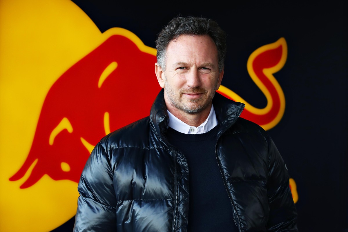 NORTHAMPTON, ENGLAND - FEBRUARY 24: Red Bull Racing Team Principal Christian Horner looks on in the garage during the Red Bull Racing Filming Day at Silverstone on February 24, 2021 in Northampton, En ...