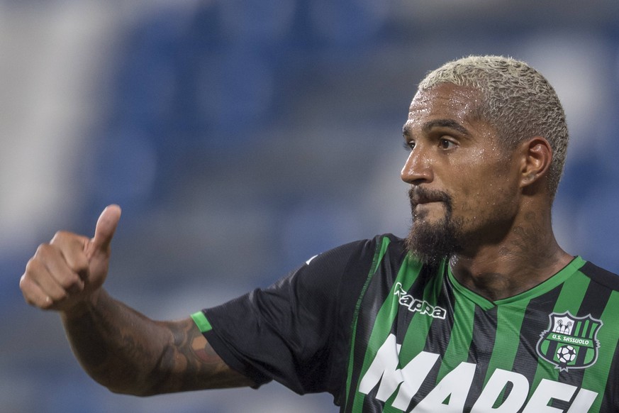 Kevin Prince Boateng (Sassuolo) during the Italian Third Round Italy Cup match between Sassuolo 5-1 Ternana at Mapei Stadium on August 12, 2018 at Reggio Emilia, Italy. Noxthirdxpartyxsales PUBLICATIO ...