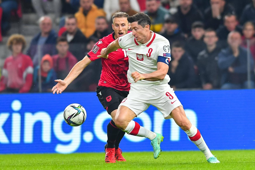 2021.10.12 Tirana Pilka nozna Reprezentacja Eliminacje Mistrzostw Swiata Katar 2022 Albania - Polska N/z Robert Lewandowski Foto Pawel Andrachiewicz / PressFocus 2021.10.12 Football Polish national te ...