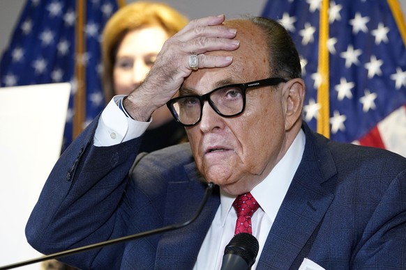 FILE - Former New York Mayor Rudy Giuliani, who was a lawyer for former President Donald Trump, speaks during a news conference at the Republican National Committee headquarters in Washington, on Nov. ...