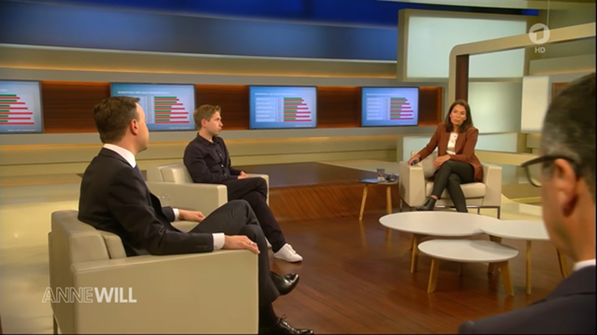 Die drei Streithähne bei "Anne Will" (v.l.n.r.): Paul Ziemiak, Kevin Kühnert und Cem Özdemir.