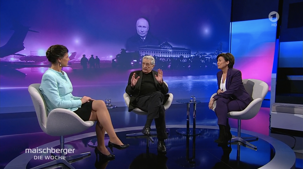 Sahra Wagenknecht und Gerhart Baum sind sich bei Sandra Maischberger (re.) absolut nicht einig.