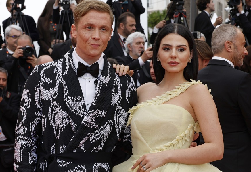 CANNES, FRANCE - MAY 18: Matthias Schweighöfer and Ruby O. Fee attend the &quot;Indiana Jones And The Dial Of Destiny&quot; red carpet during the 76th annual Cannes film festival at Palais des Festiva ...