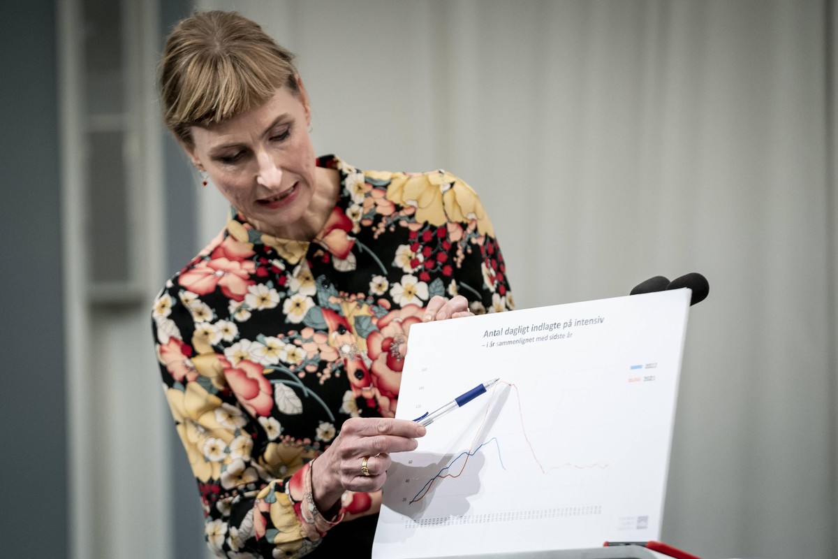 Faglig direktoer i Statens Serum Institut Tyra Grove Krause under pressemoede om coronasituationen i Spejlsalen i Statsministeriet, onsdag den 26. januar 2022.. , Copenhagen Denmark *** Academic direc ...
