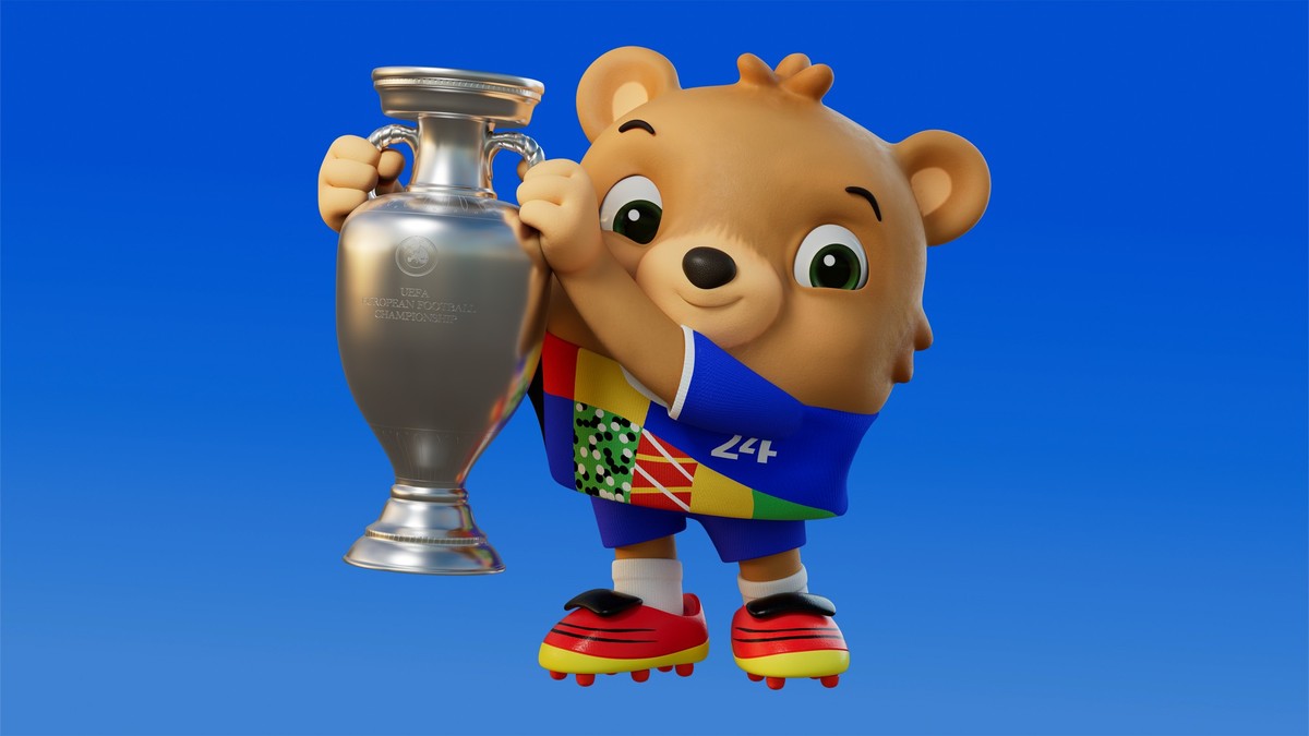HANDOUT - 20.06.2023, ---: Die UEFA pr�sentiert am 20.06.2023 ihre Symbolfigur f�r die EM 2024 in Deutschland. Der Name steht noch nicht fest. Foto: -/Frame PR/UEFA EURO 2024 /dpa - ACHTUNG: Nur zur r ...