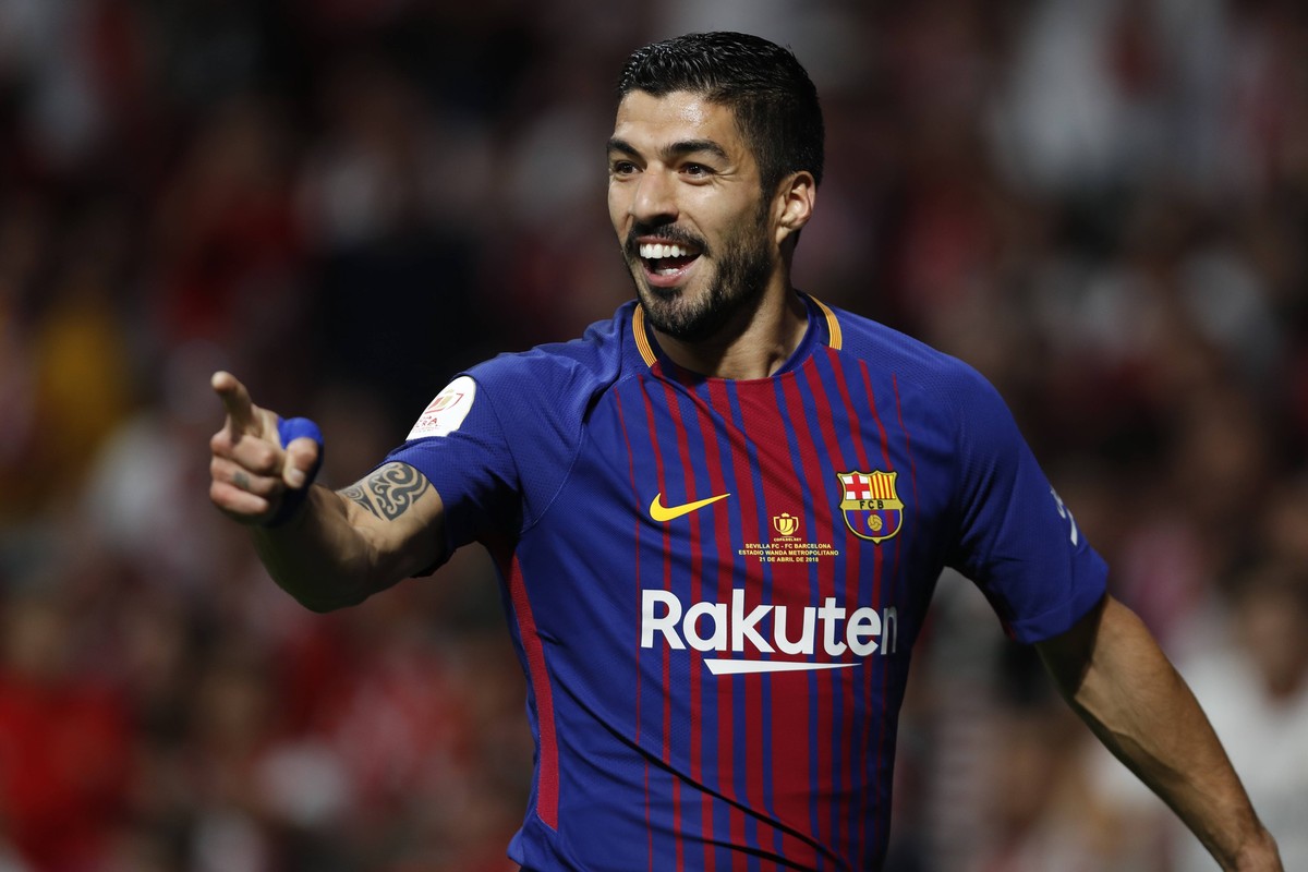 Luis Suarez (Barcelona), APRIL 21, 2018 - Football / Soccer : Suarez celebrate after his goal on Spanish Copa del Rey Final match between Sevilla FC 0-5 FC Barcelona Barca at the Wanda Metropolitano s ...