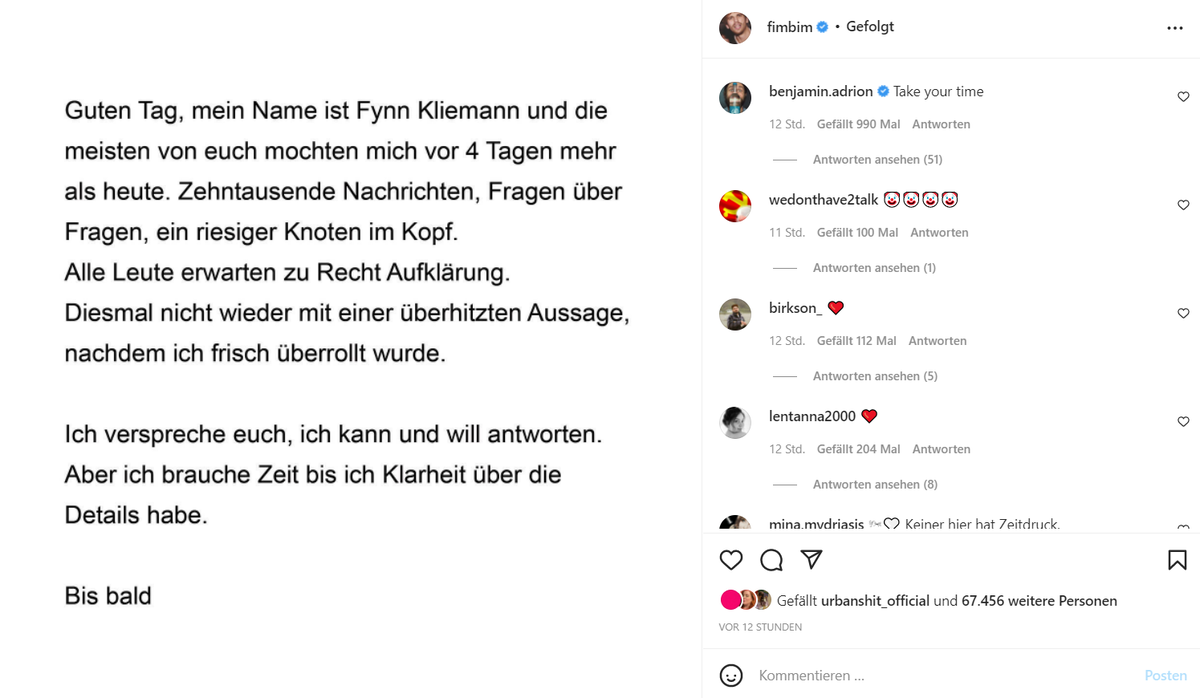 Dieses Bild postete Fynn Kliemann auf Instagram.