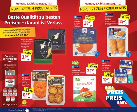 Ein Screenshot aus dem Aldi-Süd-Prospekt von dieser Woche.