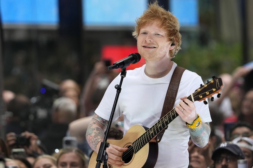 Ed Sheeran performs on NBC&#039;s &quot;Today&quot; show at Rockefeller Plaza on Tuesday, June 6, 2023, in New York. (Photo by Charles Sykes/Invision/AP)