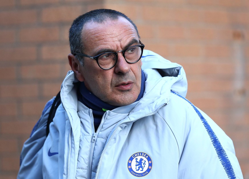 Burnley v Chelsea - Premier League - Turf Moor Chelsea manager Maurizio Sarri arrives No use with unauthorised audio, video, data, fixture lists, club/league logos or live services. Online in-match us ...