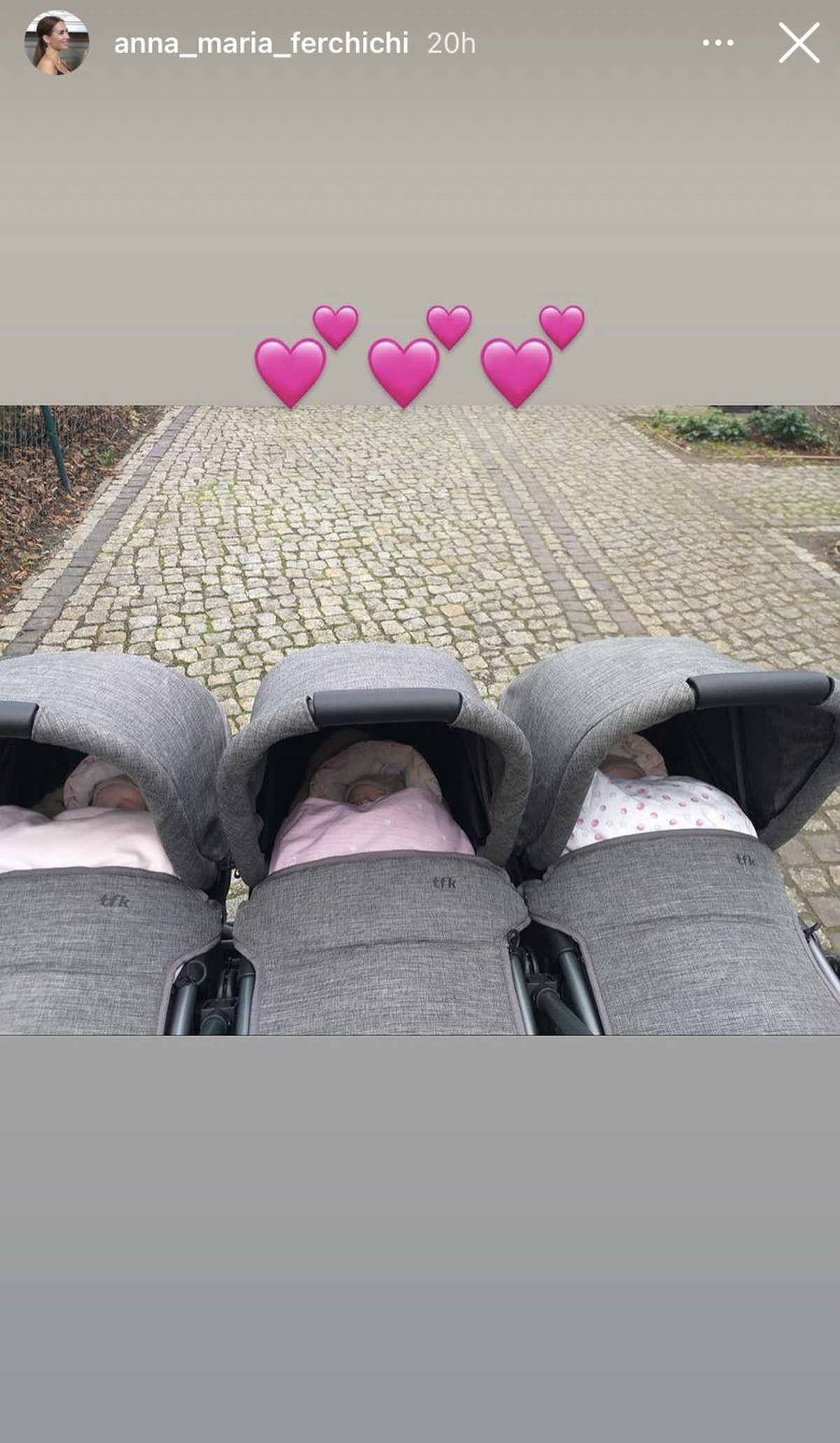 Die Babys sind dick eingekuschelt beim Spazierengehen in ihrer Decke.