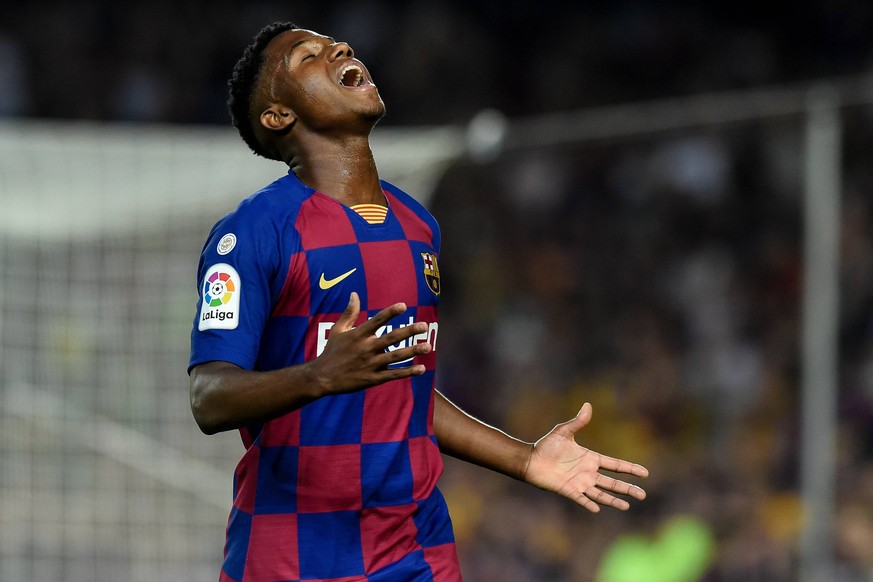 Spain: FC Barcelona, Barca v Real Betis - La Liga BARCELONA, SPAIN - AUGUST 25: Ansu Fati of FC Barcelona during the La Liga match between FC Barcelona and Real Betis at Camp Nou on August 25 2019 in  ...