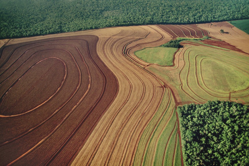 Cropland bordering rainforest, an aerial view, Iguacu National Park, Brazil PUBLICATIONxINxGERxSUIxAUTxHUNxONLY MINTxImages/FransxLanting

cropland borde ring RAINFOREST to Aerial View Iguacu Nation ...