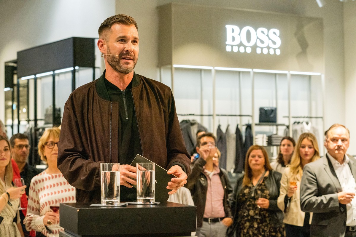 METZINGEN, GERMANY - SEPTEMBER 26: Host Jochen Schropp attends the HUGO BOSS Outlet opening at Outlet-City on September 26, 2019 in Metzingen, Germany. (Photo by Thomas Niedermueller/Getty Images for ...