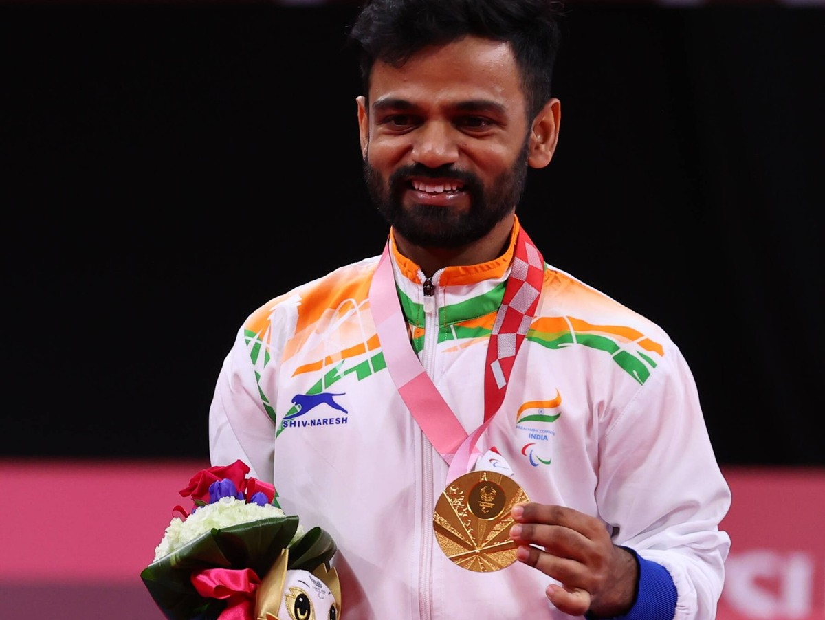 NAGAR Krishna IND Gold medal celebrates in the Badminton - Men s Singles SH6 Medal Ceremony during the Tokyo 2020 Paralympic Games on September 5, 2021 at the Yoyogi National Stadium in Tokyo, Japan.  ...