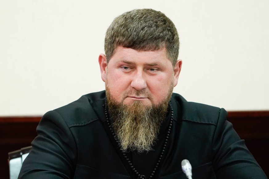 Russland, Ramsan Kadyrow bei Sitzung des Rates für interethnische Beziehungen in Pjatigorsk RUSSIA, PYATIGORSK - MAY 19, 2023: Chechnya s Head Ramzan Kadyrov at a meeting of Russia s Council for Inter ...