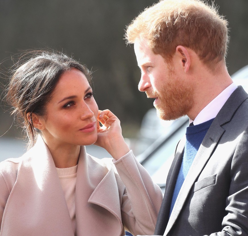 LISBURN, NORTHERN IRELAND - MARCH 23: Prince Harry and Meghan Markle visit the Eikon Centre and attend an event to mark the second year of the youth-led peace-building initiative &#039;Amazing the Spa ...