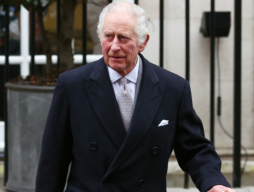 LONDON, ENGLAND - JANUARY 29: Britain’s King Charles III is seen leaving The London Clinic on January 29, 2024 in London, England. The King has been receiving treatment for an enlarged prostate, spend ...