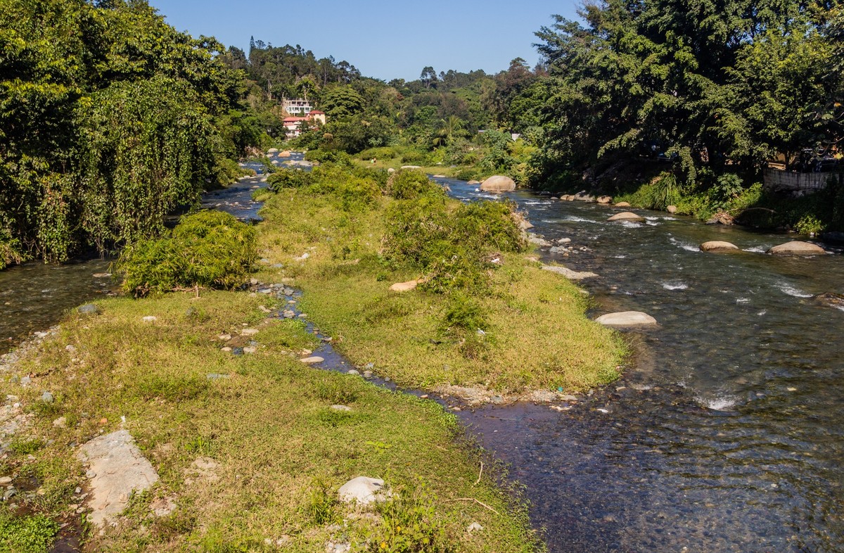 Yaque del Norte river in Jarabacoa, Dominican Republic xkwx rock, creek, environmental, jungle, forest, green, nature, tree, water, outdoor, river, travel, landscape, tourism, beautiful, wood, fresh,  ...
